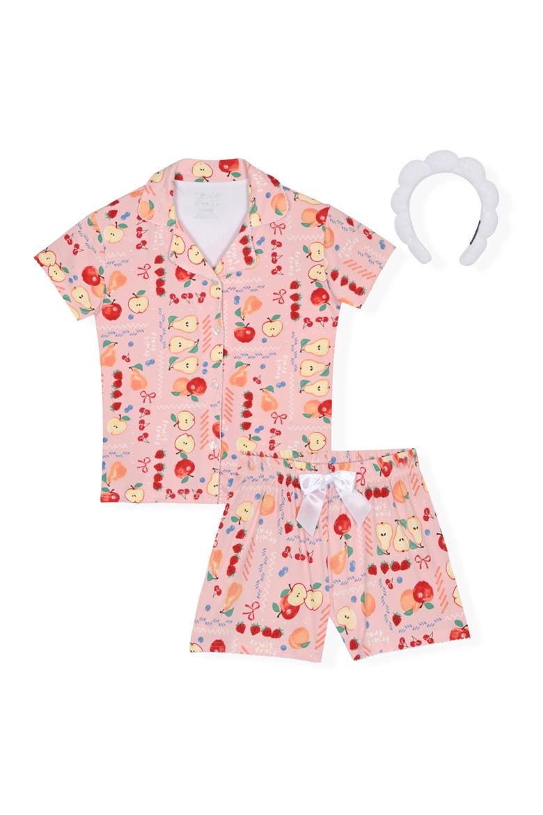 Kids' Two-Piece Short Pajamas & Headband Set, Main, color, PINK