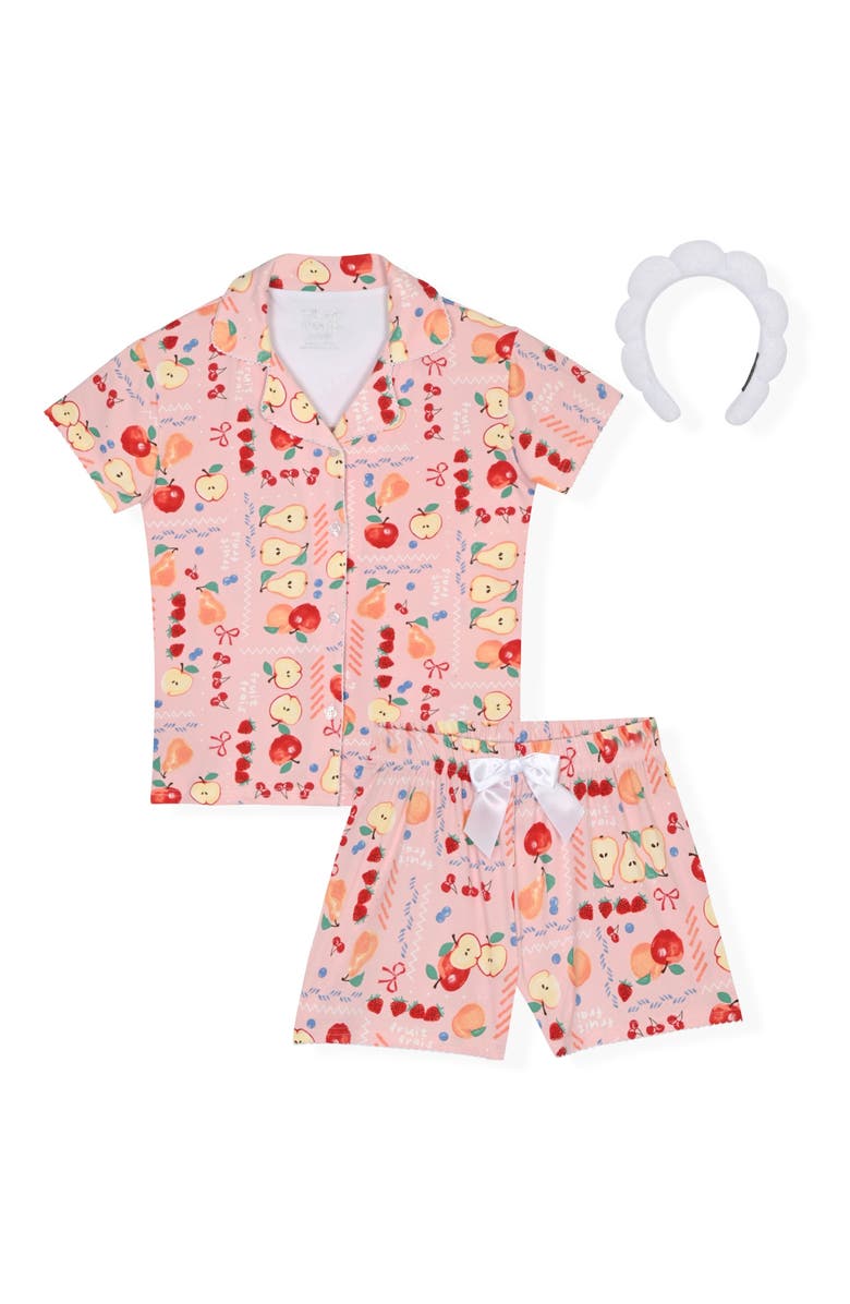 SLEEP ON IT Kids' Two-Piece Short Pajamas & Headband Set, Main, color, Pink