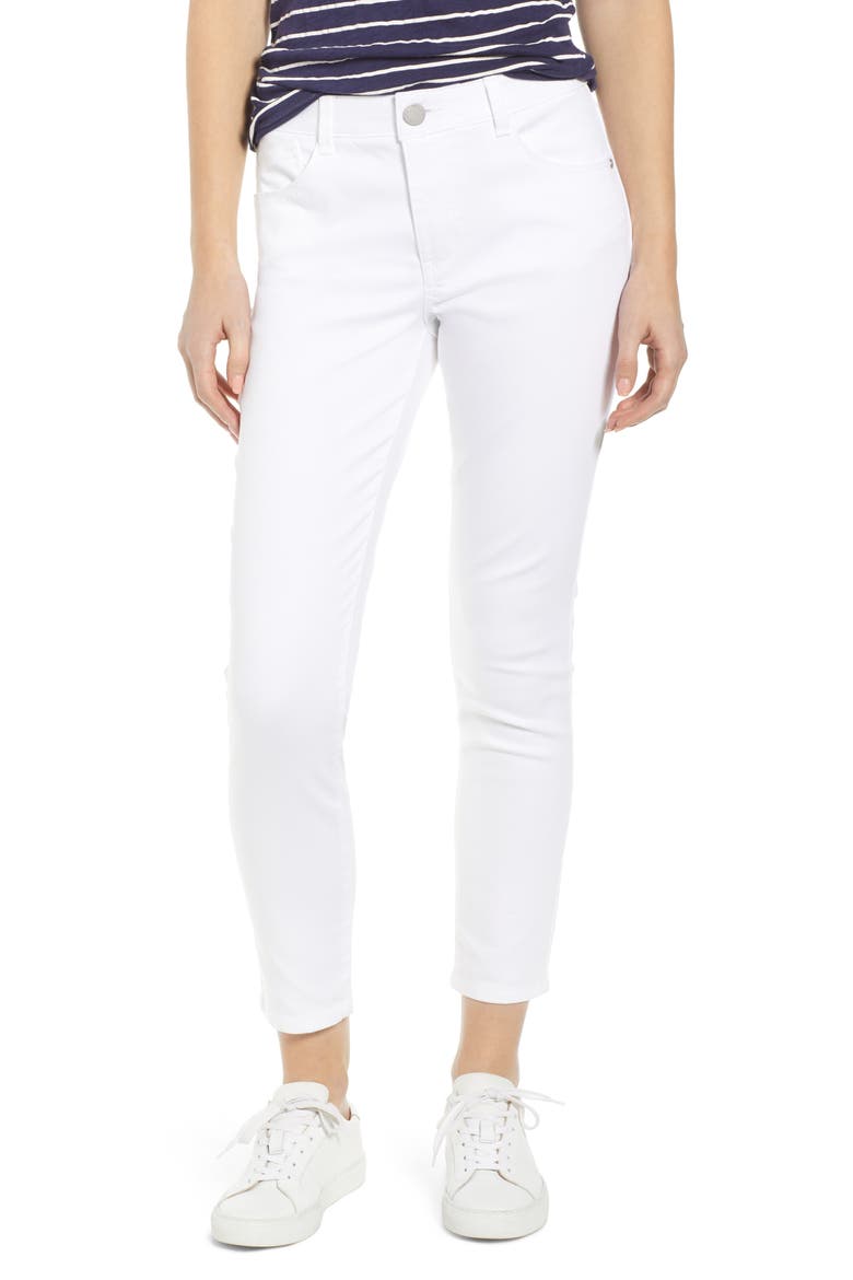 'Ab'Solution High Waist Ankle Skimmer Jeans, Main, color, OPTIC WHITE