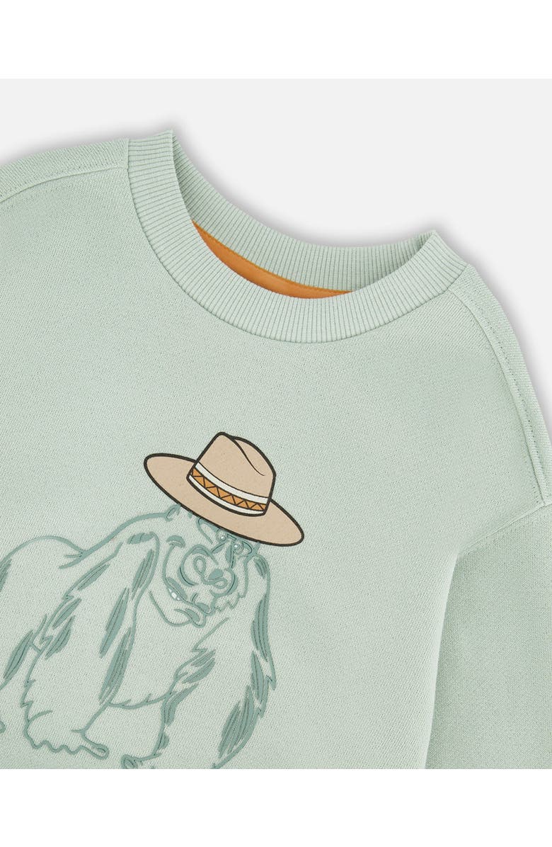 Deux par Deux Long Sleeve Round Graphic French Terry Sweatshirt, Alternate, color, Mint Green