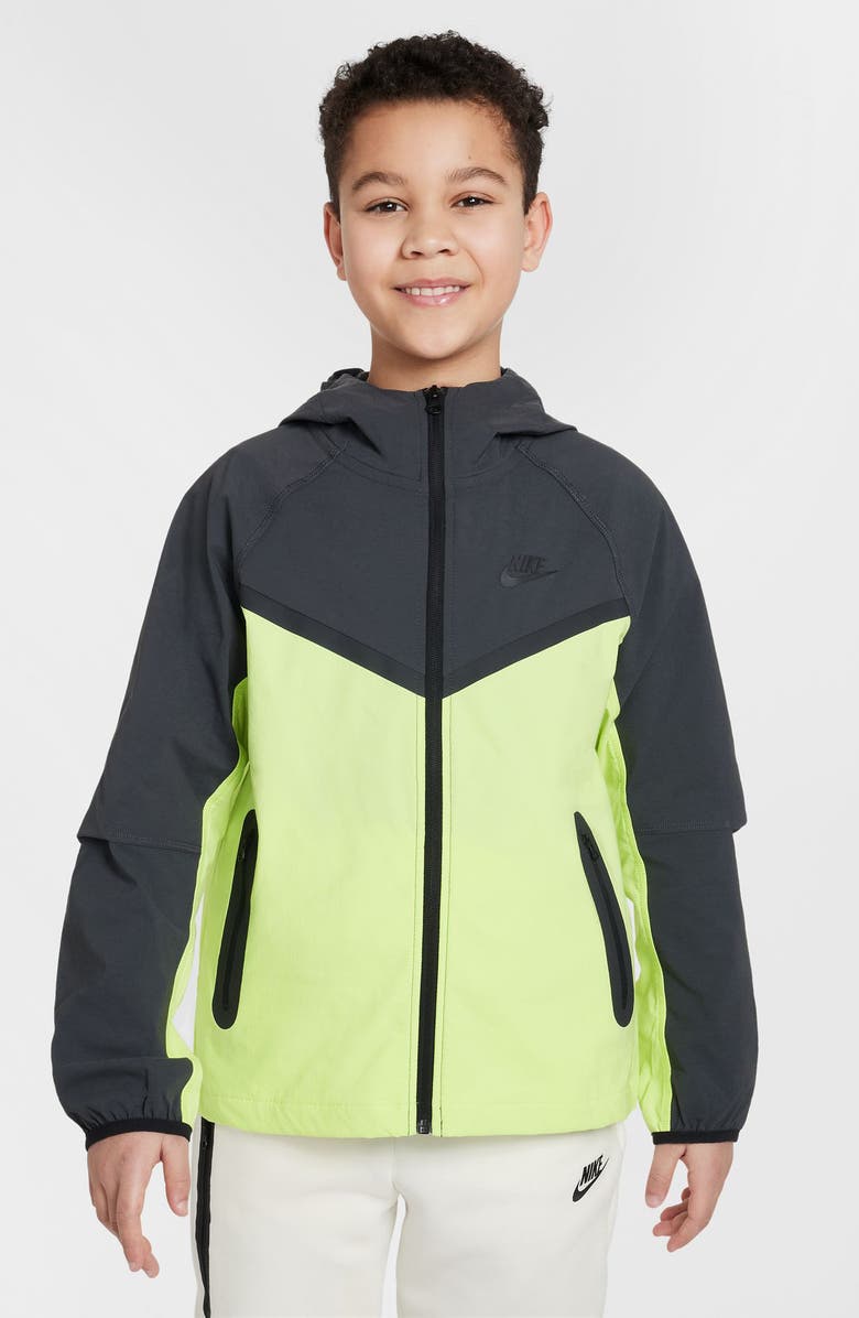 Nike Tech Hooded Performance Zip Jacket, Main, color, Lemon Twist/ Anthracite/ Black