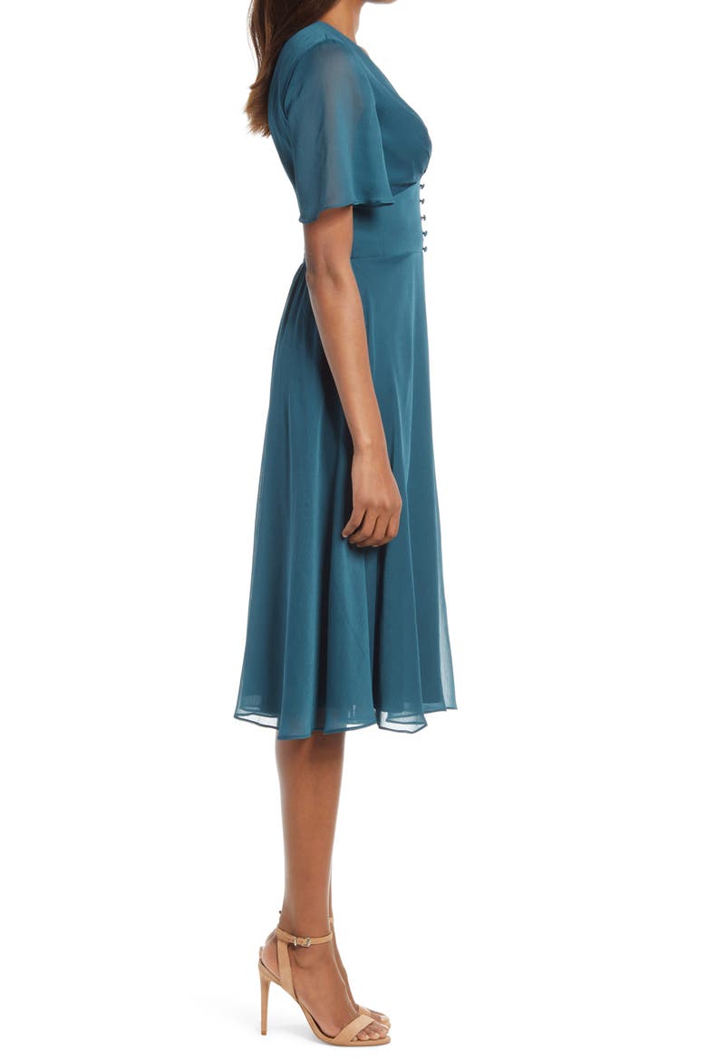 Oria A-Line Chiffon Dress, Alternate, color, TEAL