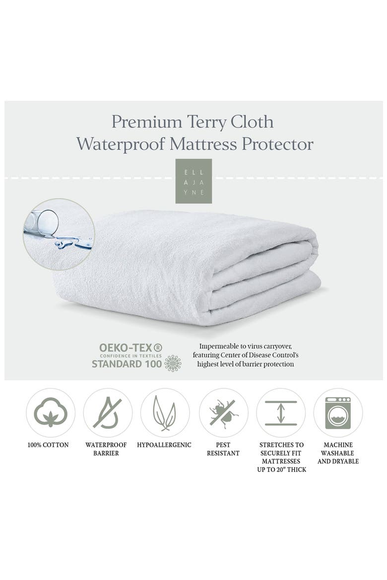 Cotton Terry Cloth Waterproof Mattress, Alternate, color, WHITE