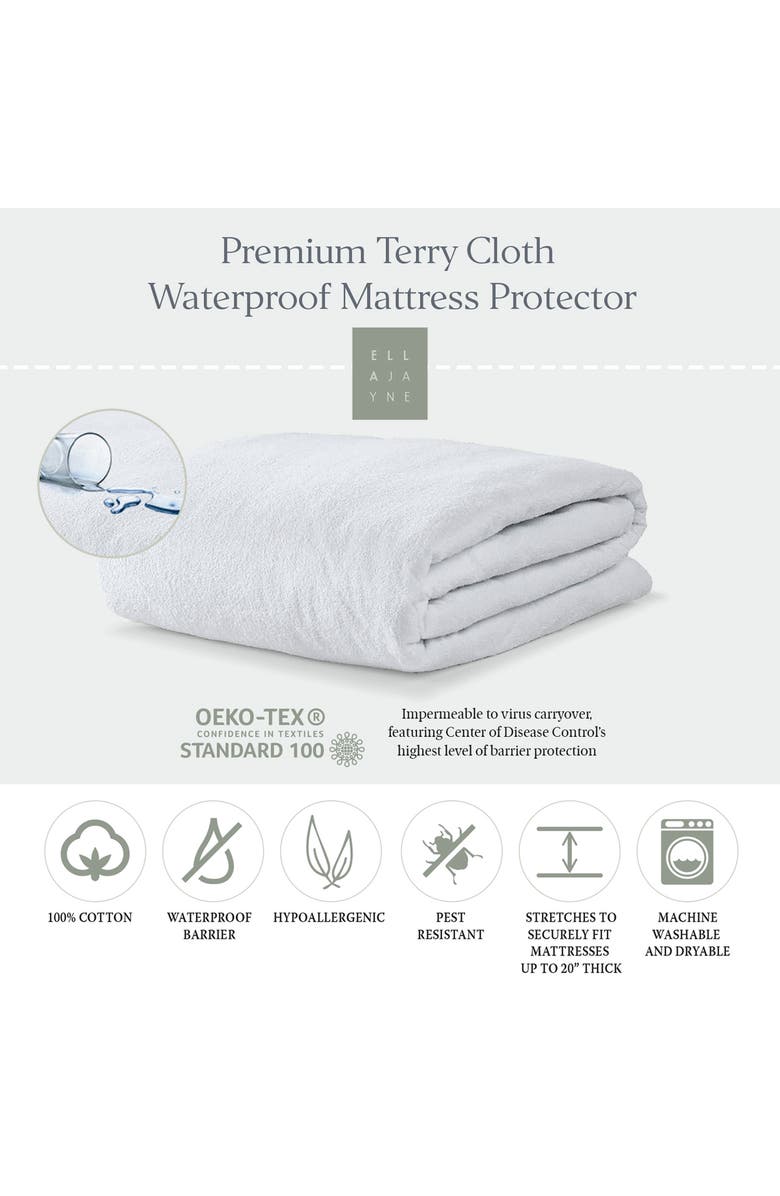 ELLA JAYNE HOME Cotton Terry Cloth Waterproof Mattress, Alternate, color, White