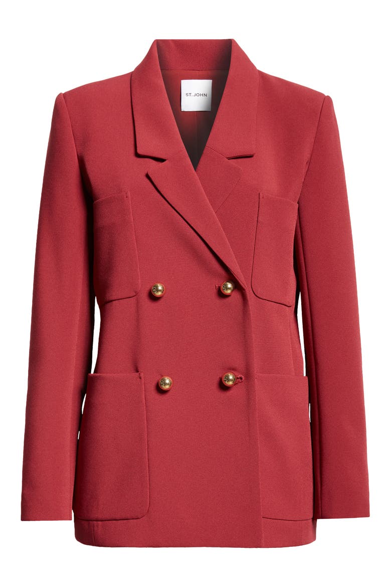 Double Breasted Stretch Cady Blazer, Alternate, color, RASPBERRY