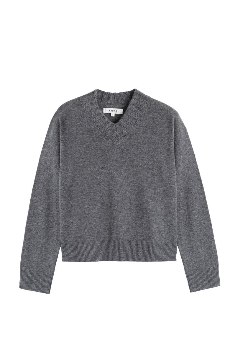Chinti & Parker Wool-Cashmere Ribbed V-neck Sweater, Alternate, color, Grey