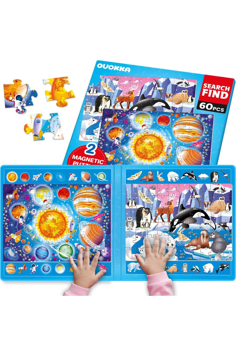 60 Pieces Magnetic Jigsaw Puzzles for Toddlers, Main, color, Space