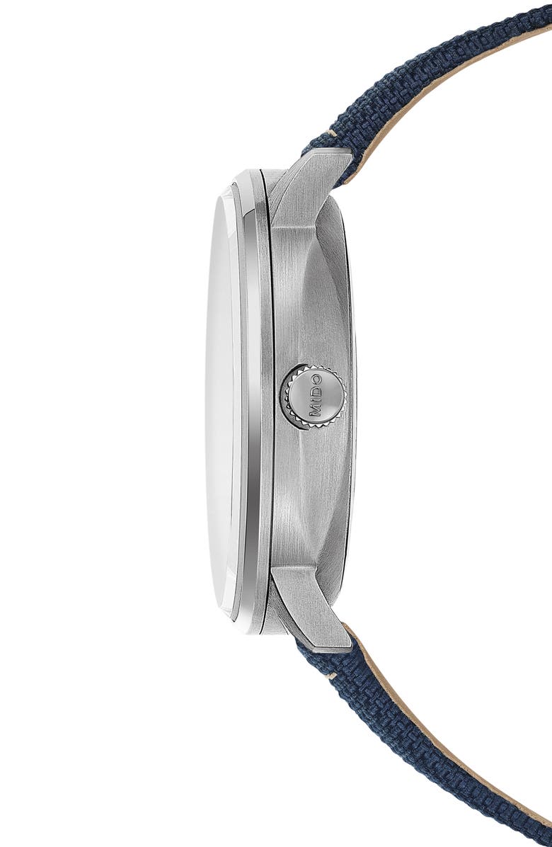 MIDO Commander Automatic Fabric Strap Watch, 40mm, Alternate, color, Blue