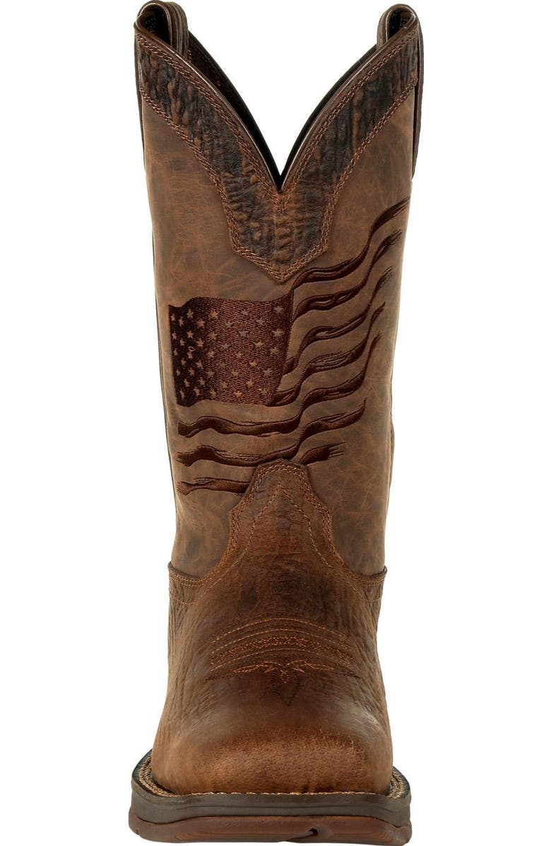 DURANGO Brown Distressed Flag Embroidery Western Boot, Alternate, color, Acorn