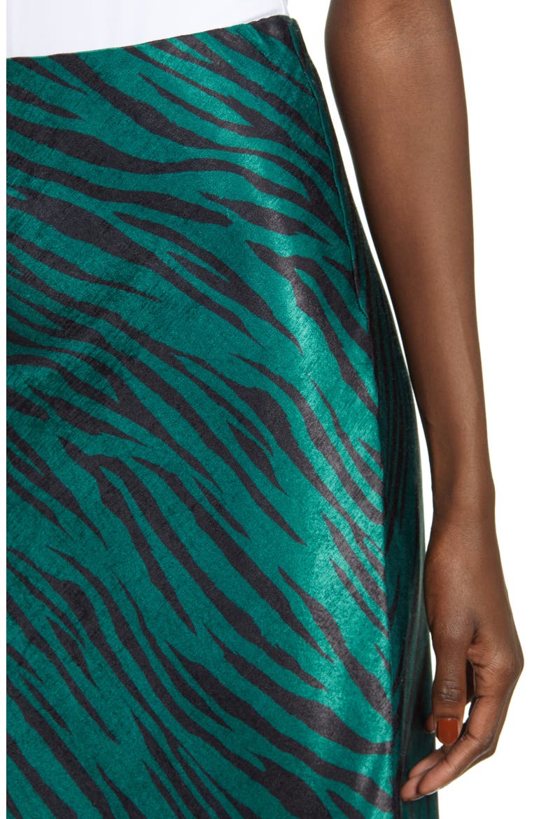 Zebra Print Bias Cut Satin Skirt, Alternate, color, GREEN ZEBRA
