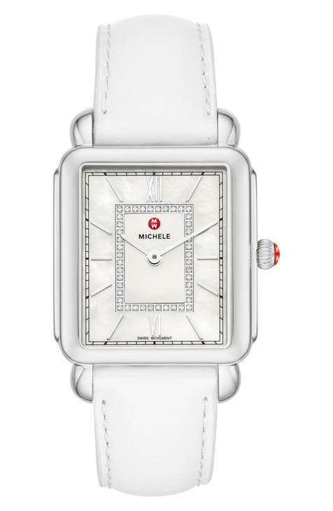 Deco II Diamond Leather Strap Watch, 30mm - 0.11ct.