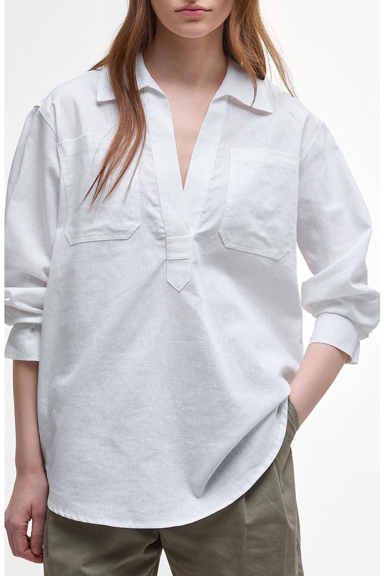 Cecile Cotton & Linen Shirt, Main, color, WHITE
