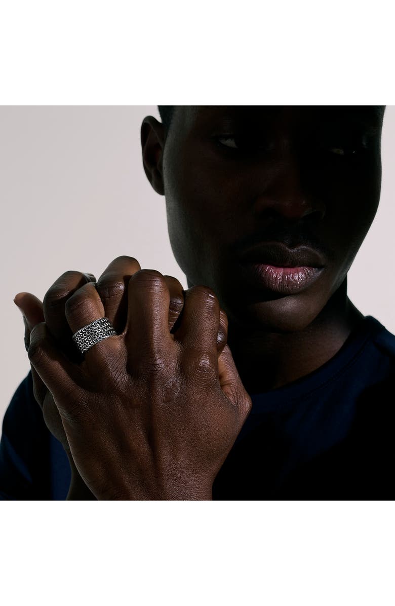 John Hardy Rata Chain Wide Band Ring, 12mm, Alternate, color, Silver