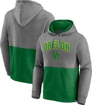 FANATICS Men's Fanatics Heather Gray/Heather Green Oregon Ducks Block Party Pullover Hoodie