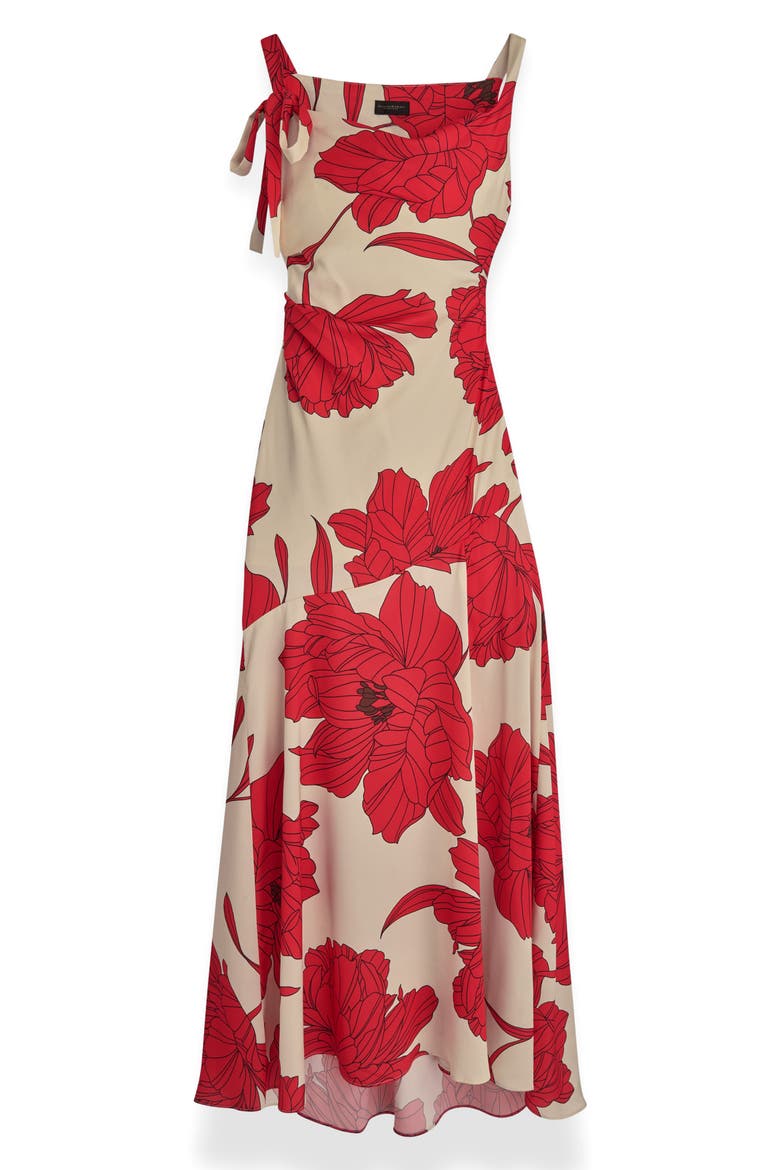 Floral Cowl Neck Satin Gown, Alternate, color, SAHARA RED