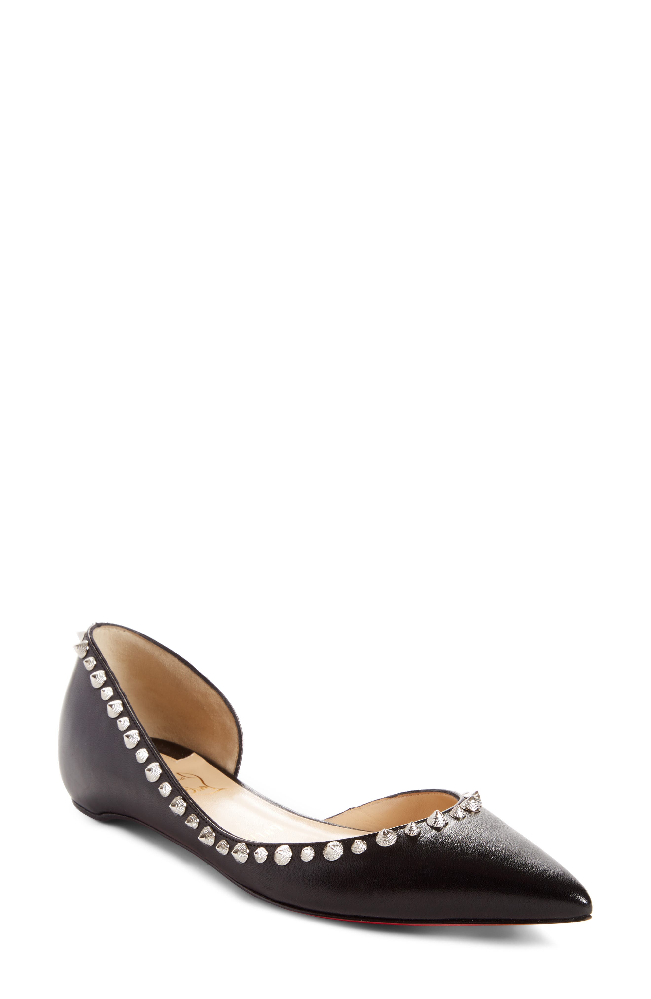 Christian Louboutin Irishell Studded Half d'Orsay Flat, Main, color, 