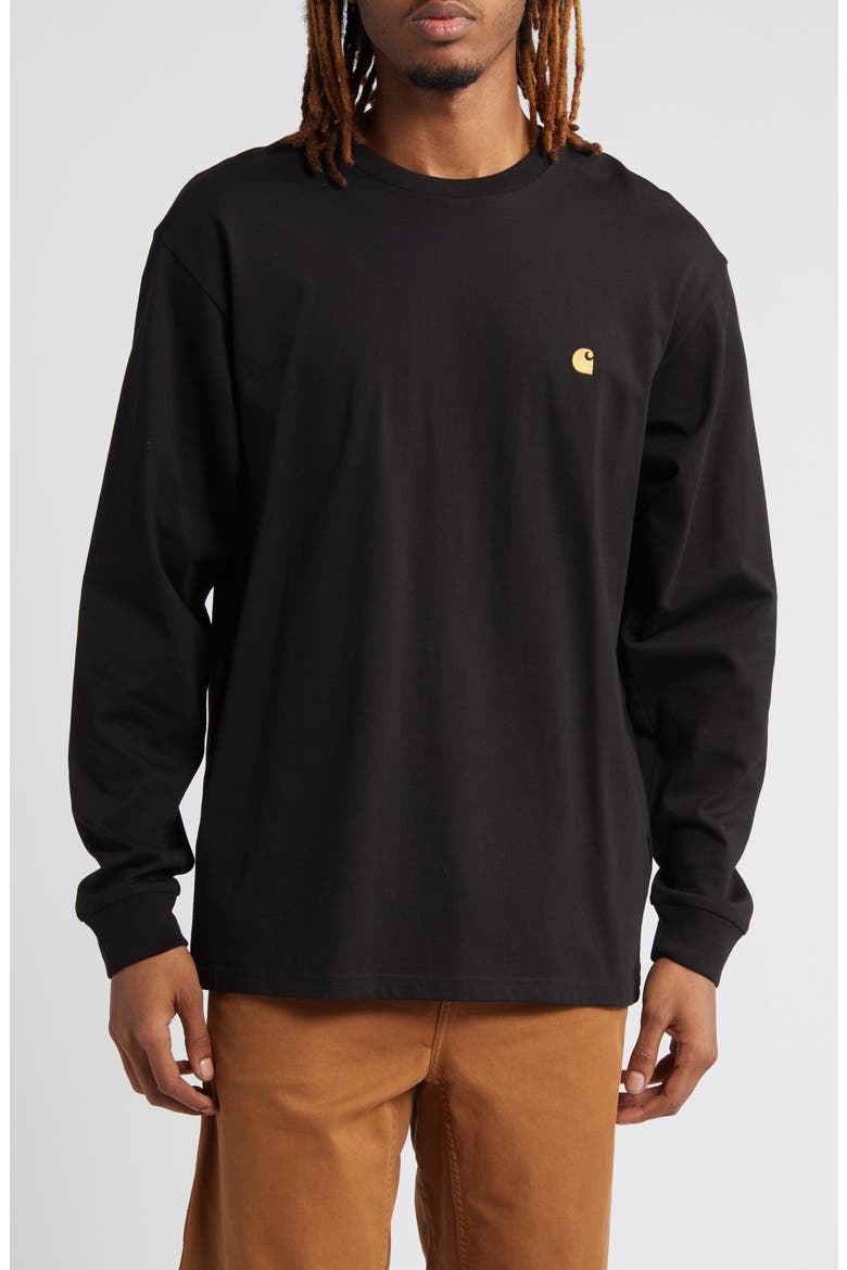 Chase Long Sleeve T-Shirt, Main, color, BLACK / GOLD
