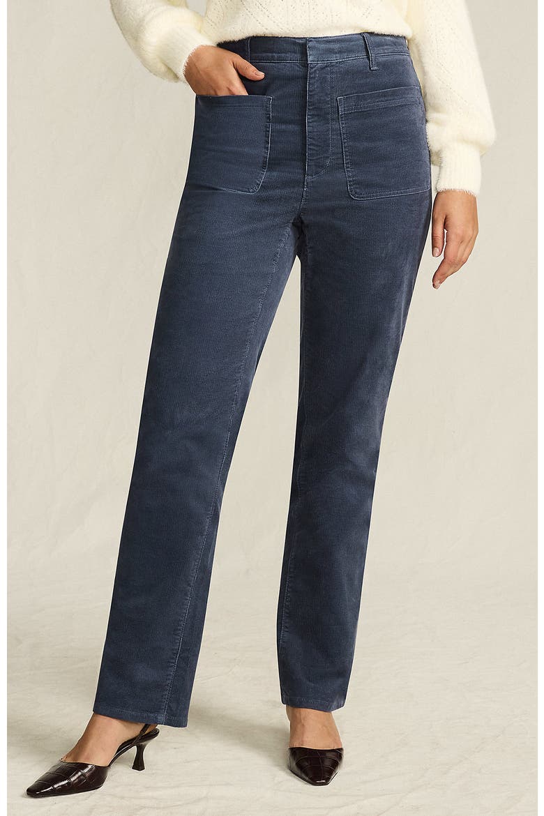 Corduroy High Rise Rail Straight Leg Pants, Main, color, Dusty Indigo