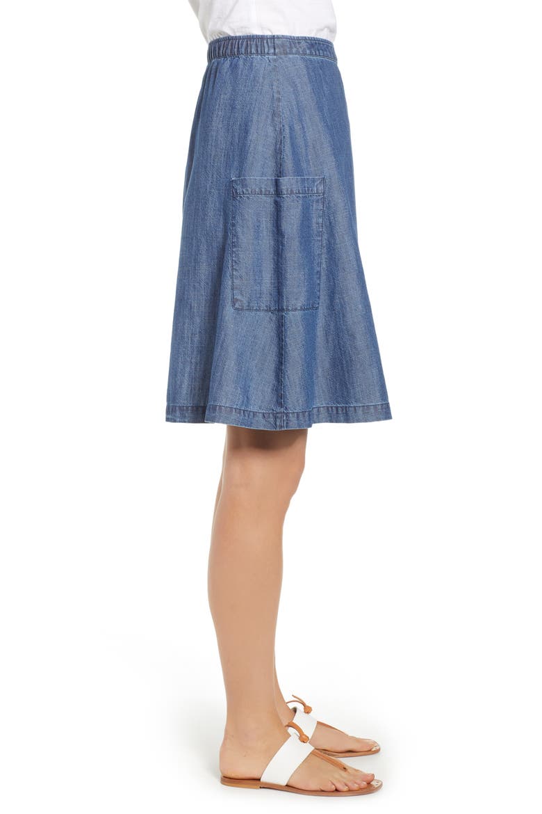 Side Pocket Chambray Wrap Skirt, Alternate, color, CHAMBRAY