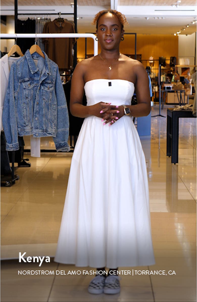 Astoria Strapless Stretch Midi Dress, sales video thumbnail