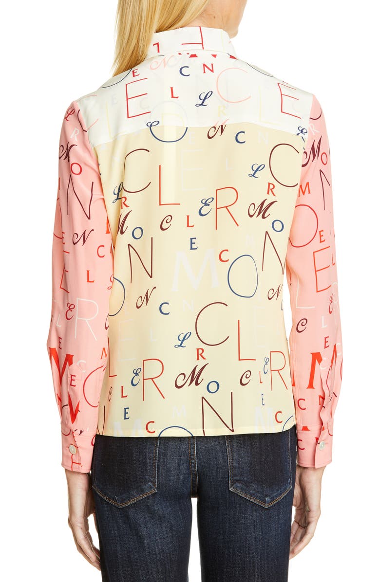 Moncler Genius by Moncler x 2 Moncler 1952 Letter Print Silk Shirt, Alternate, color, 