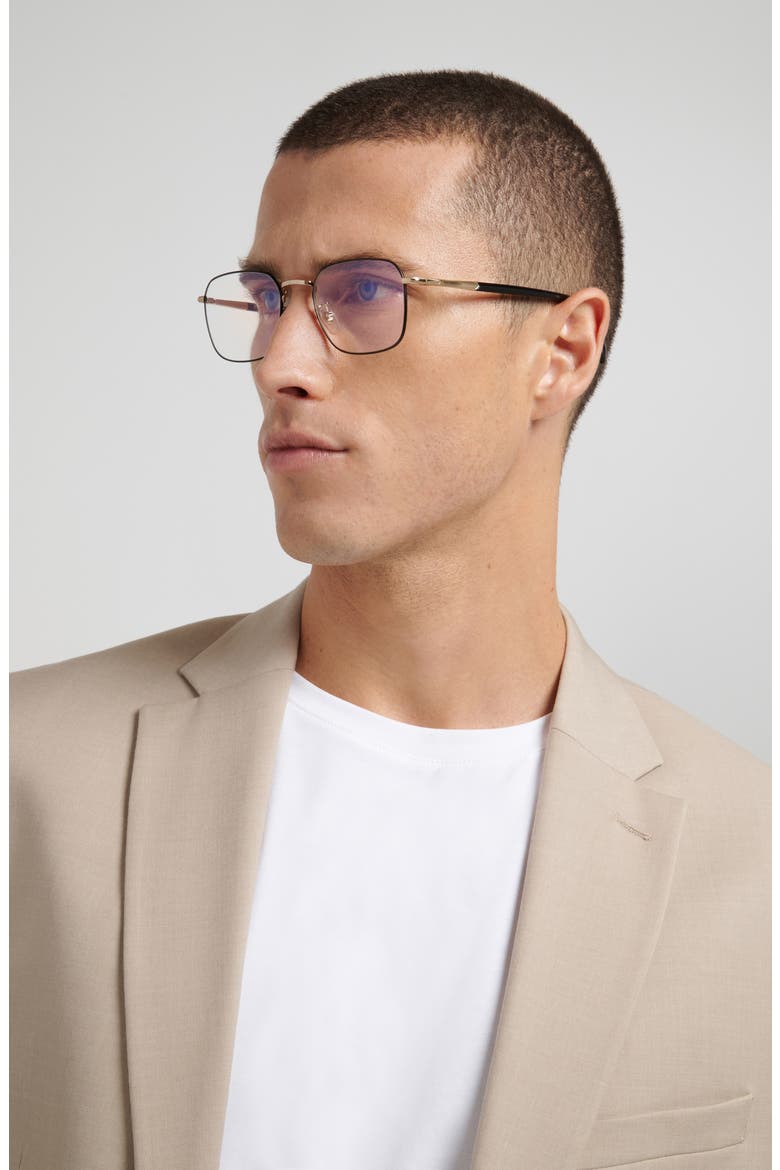 52mm Square Optical Glasses, Alternate, color, GOLD BLACK/ BLUE