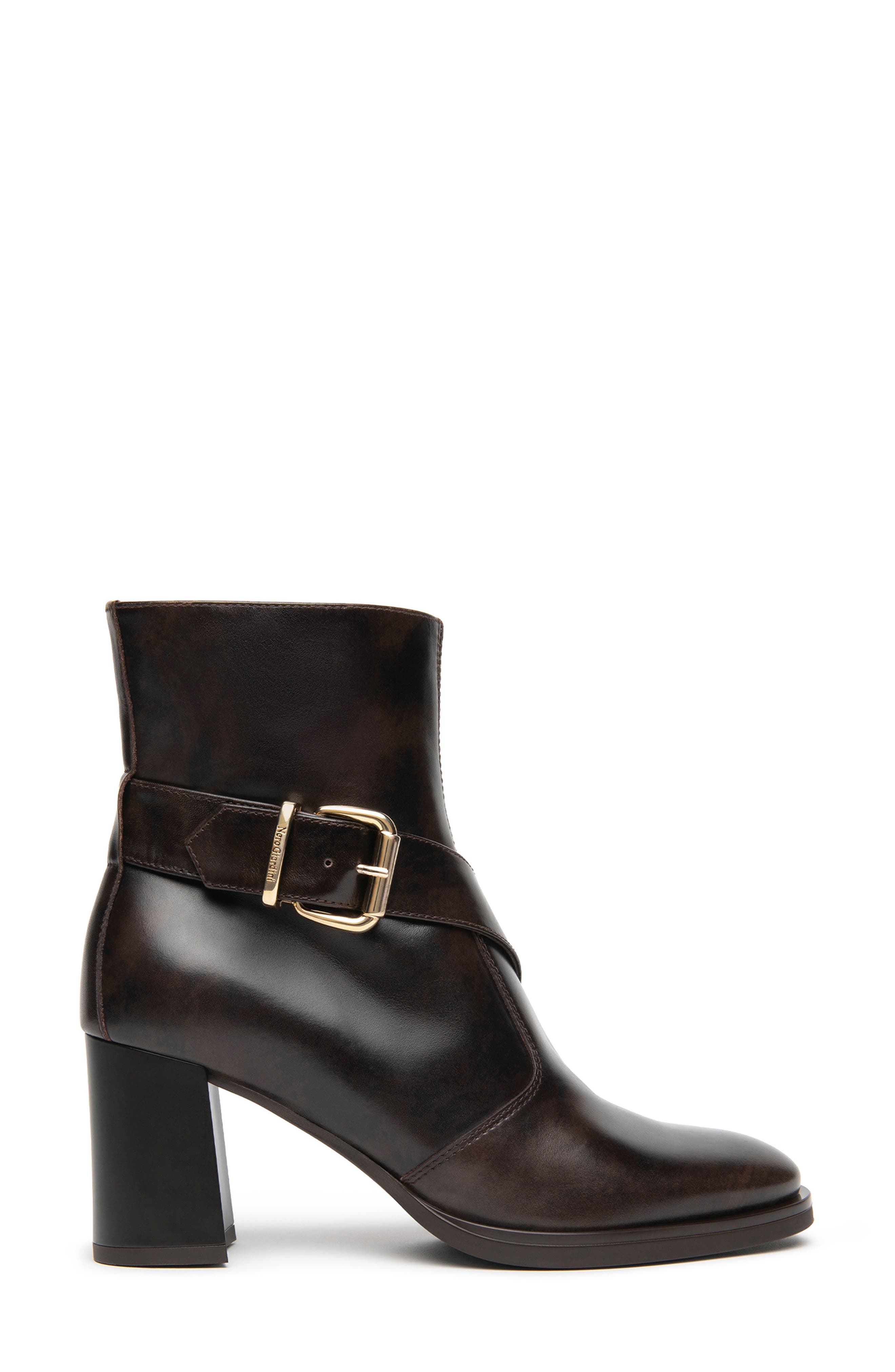 Leather Ankle Strap Bootie, Alternate, color, CHOCOLATE