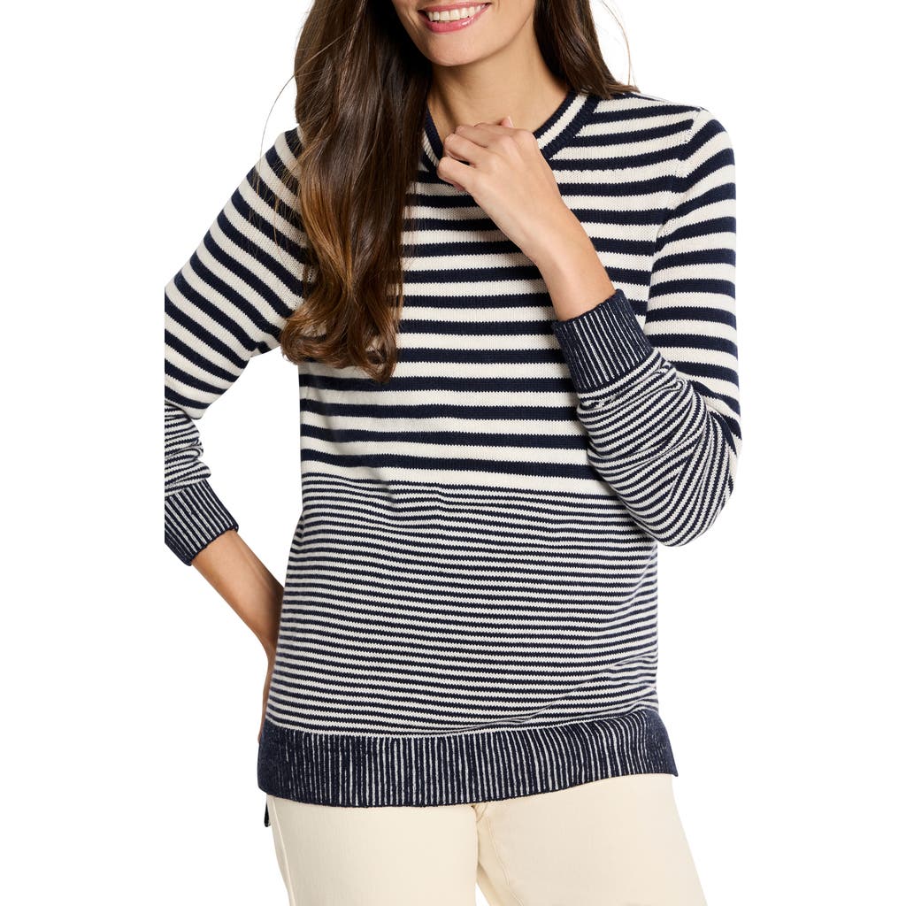 Nic + Zoe Nic+zoe Striped Crewneck Sweater In Black