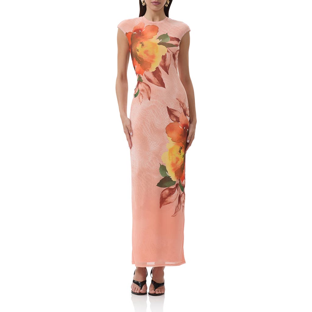AFRM AFRM CODY PRINT CAP SLEEVE MESH MAXI DRESS