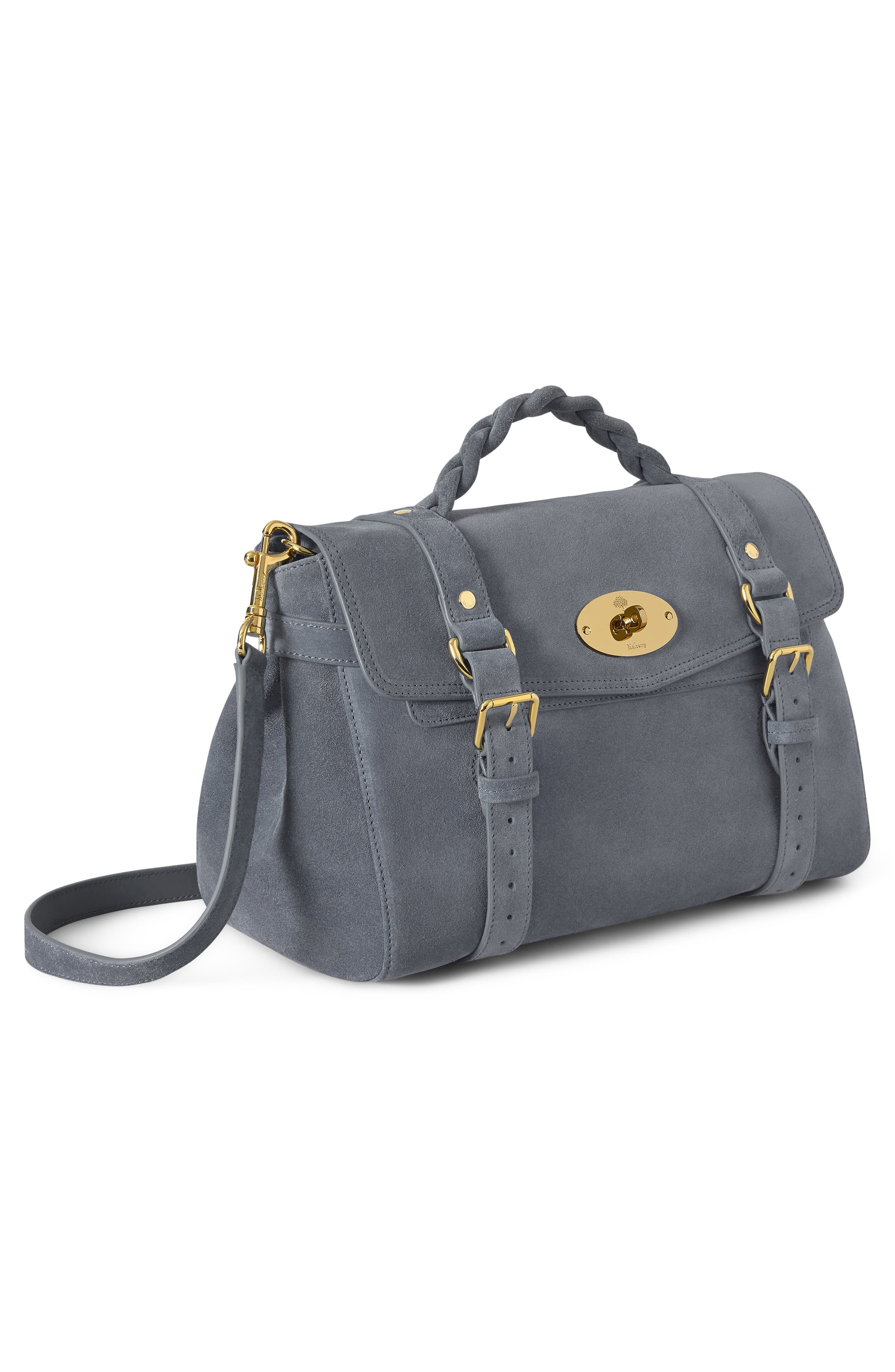 Alexa Suede Satchel, Alternate, color, FOGGY GREY