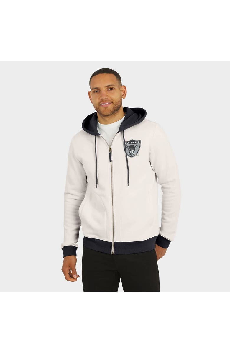 Darius Rucker Collection by Fanatics Men's Darius Rucker Collection by Fanatics Cream Las Vegas Raiders Distressed Graphics Full-Zip Hoodie, Alternate, color,
