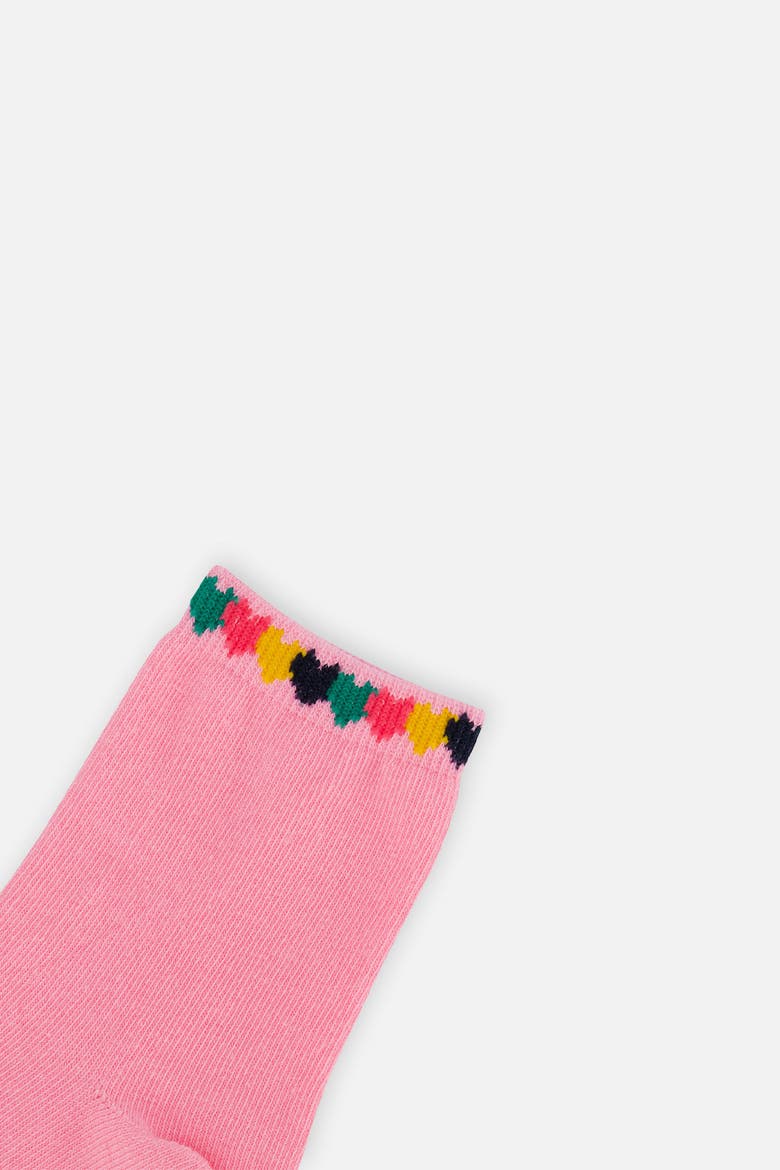 Three Pair Heart Ribbed Cuff Stretch Socks, Alternate, color, Dark Blue, Pink and Beige