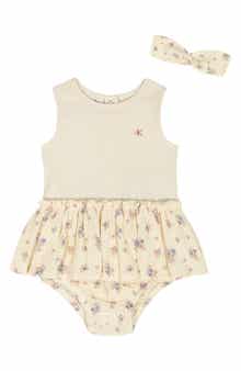 Calvin Klein Floral Skirted Bodysuit & Headband Set