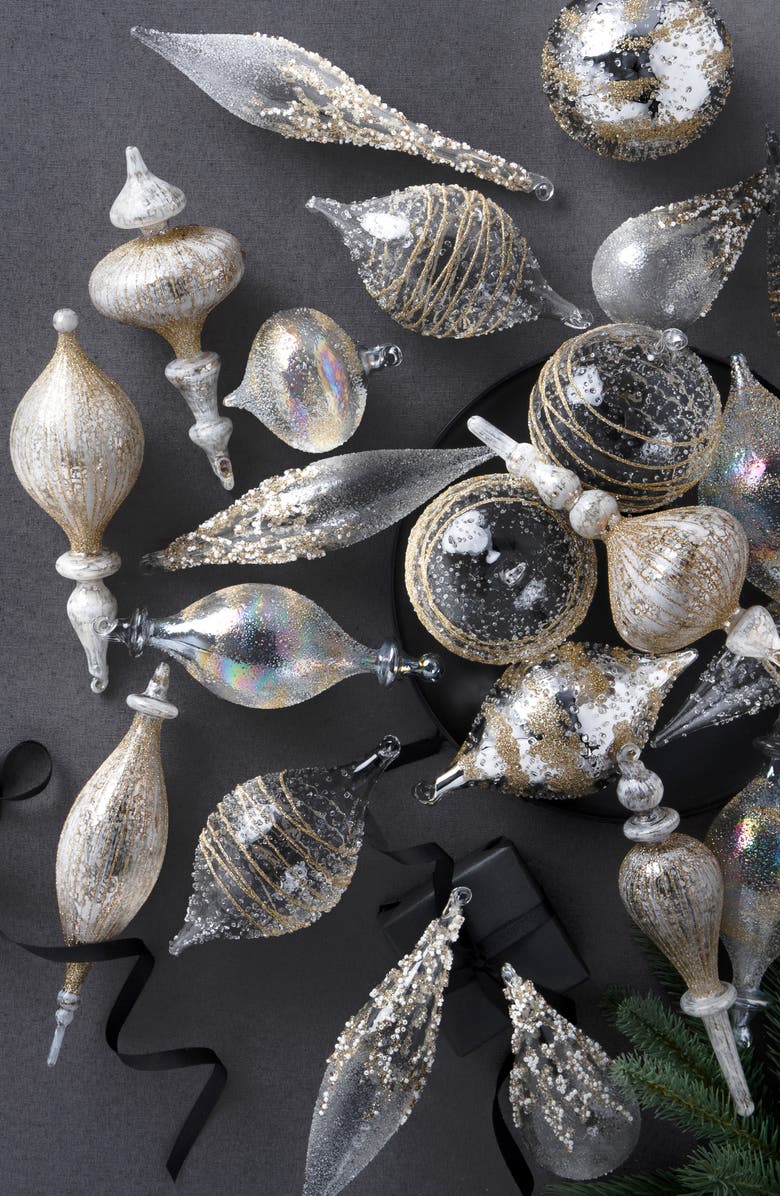 Balsam Hill Set of 25 Winter White Glass Ornaments, Alternate, color,