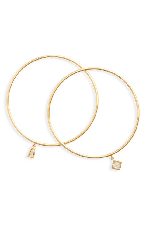 Demi Fine Set of 2 Charm Bangle Bracelets