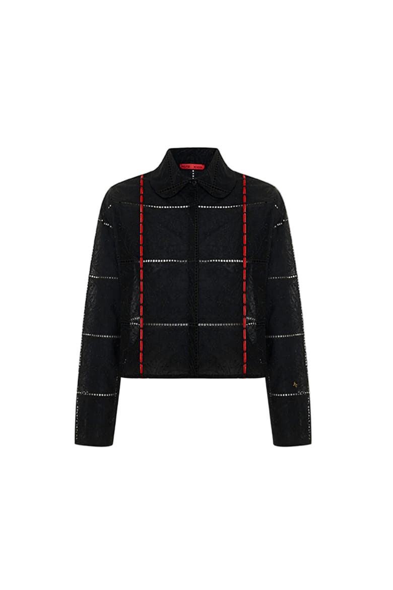 The Broderie Anglaise Edit Embroidered Detail Shirt, Main, color, BLACK