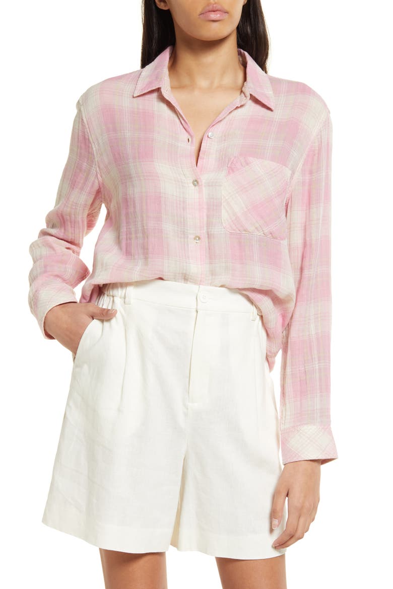 Ellis Organic Cotton Shirt, Main, color, ROSE SAND IVORY