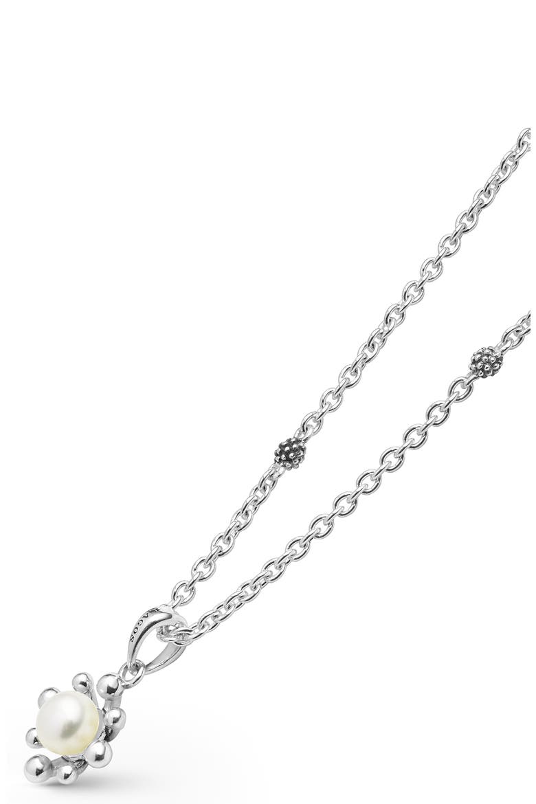Luna Fleur Freshwater Pearl Pendant Necklace, Alternate, color, SILVER