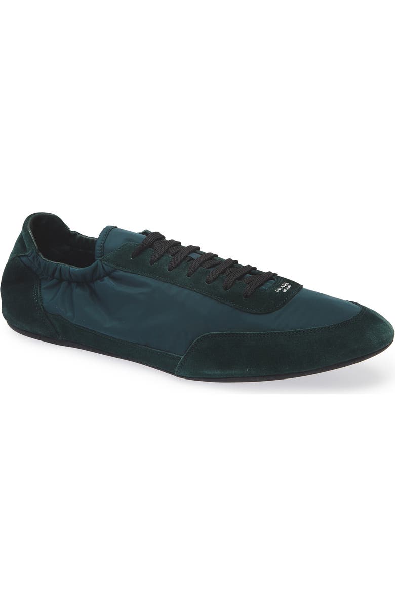 Prada Collapse Mixed Media Low Top Sneaker, Main, color, Abete