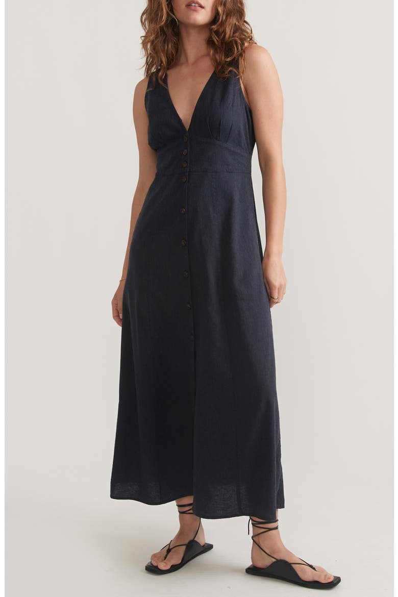 Camila Sleeveless Hemp Blend Maxi Dress, Main, color, INDIA INK