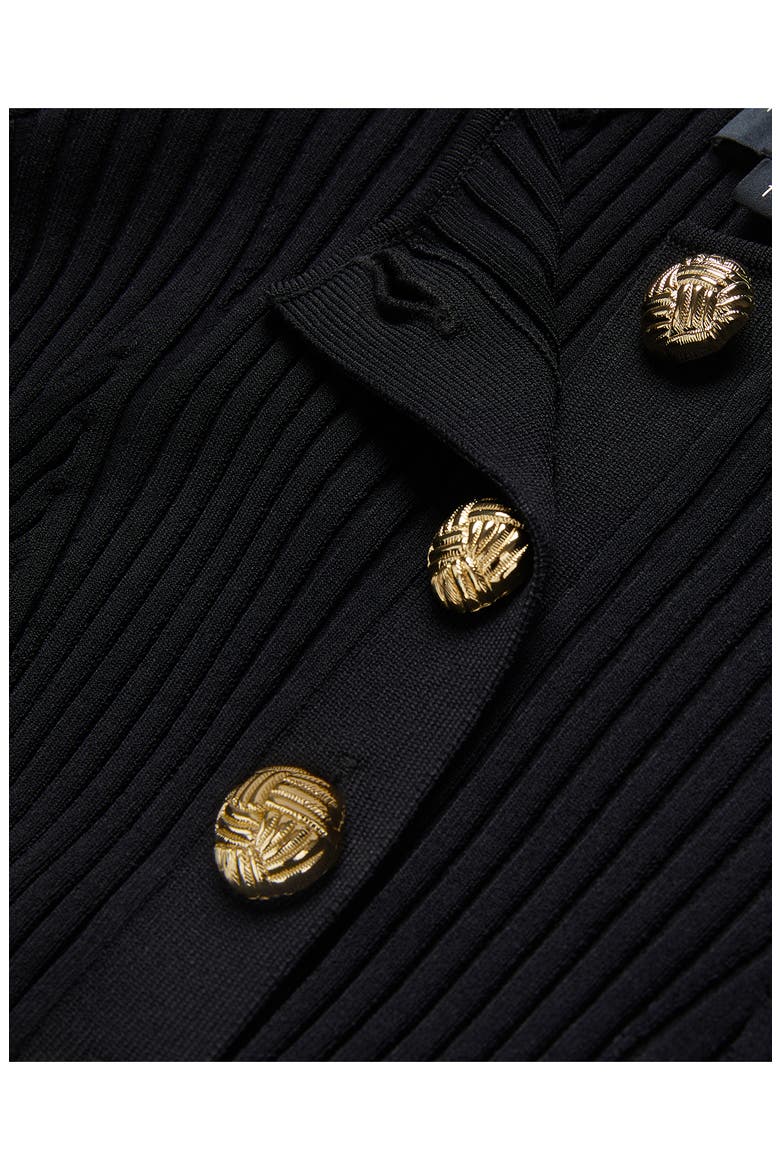 Janisaa Statement Button Rib Cardigan, Alternate, color, BLACK