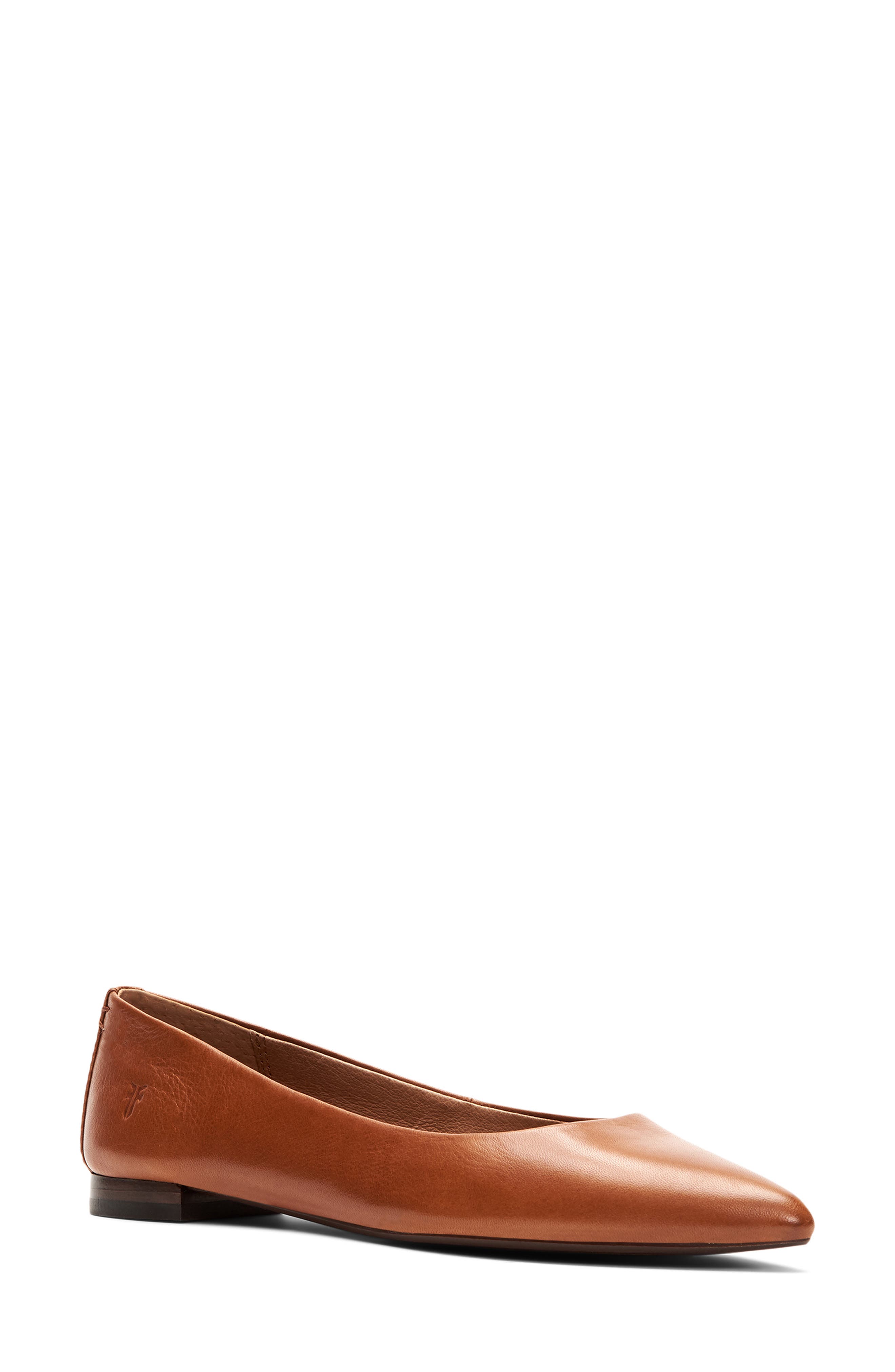 Sienna Pointy Toe Ballet Flat, Main, color, SADDLE POLISHED SOFT