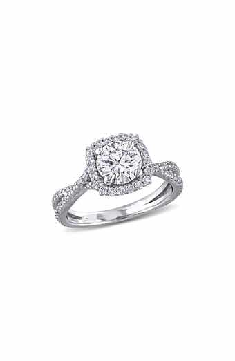 10K White Gold Lab Created Moissanite Halo Ring