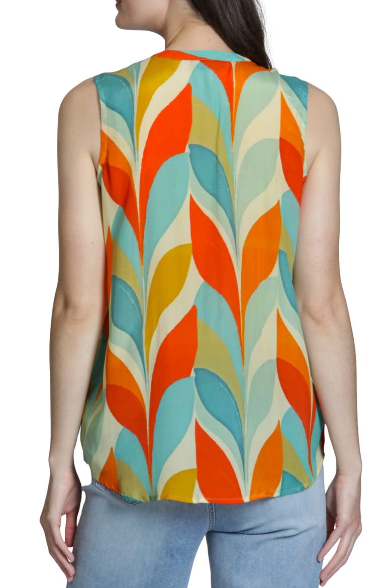 Sleeveless Button-Up Shirt, Alternate, color, TURQUOISE MULTI