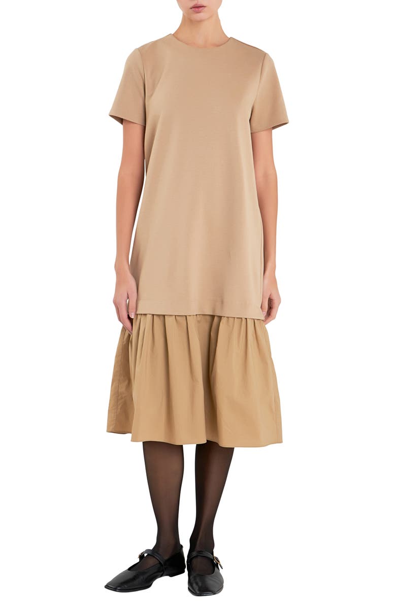 English Factory Mixed Media T-Shirt Dress, Main, color, 