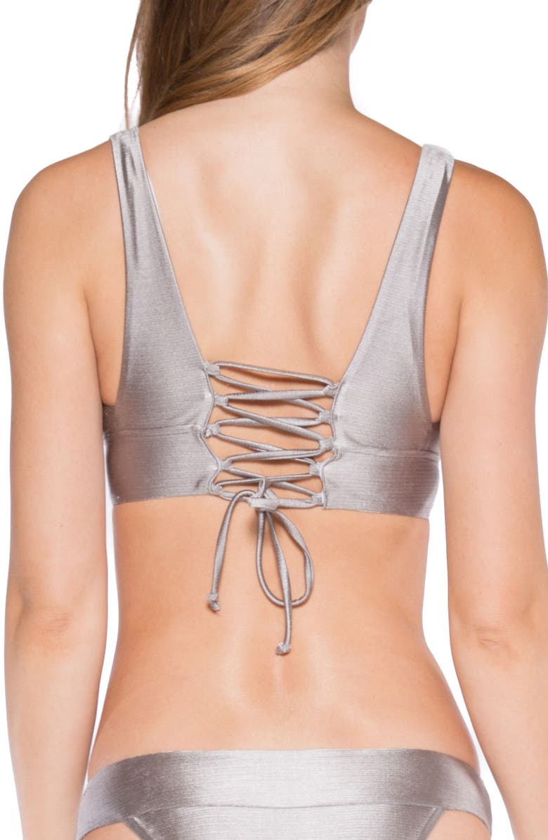 BYRDS OF PARADISE Selena Lace-Up Back Bikini Top, Alternate, color, 