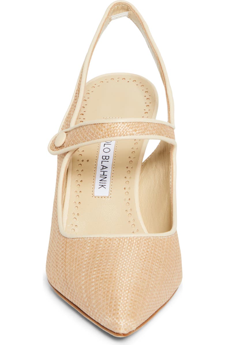 Manolo Blahnik Camparisli Pointed Toe Mary Jane Slingback Pump, Alternate, color, Light Beige/ Cream