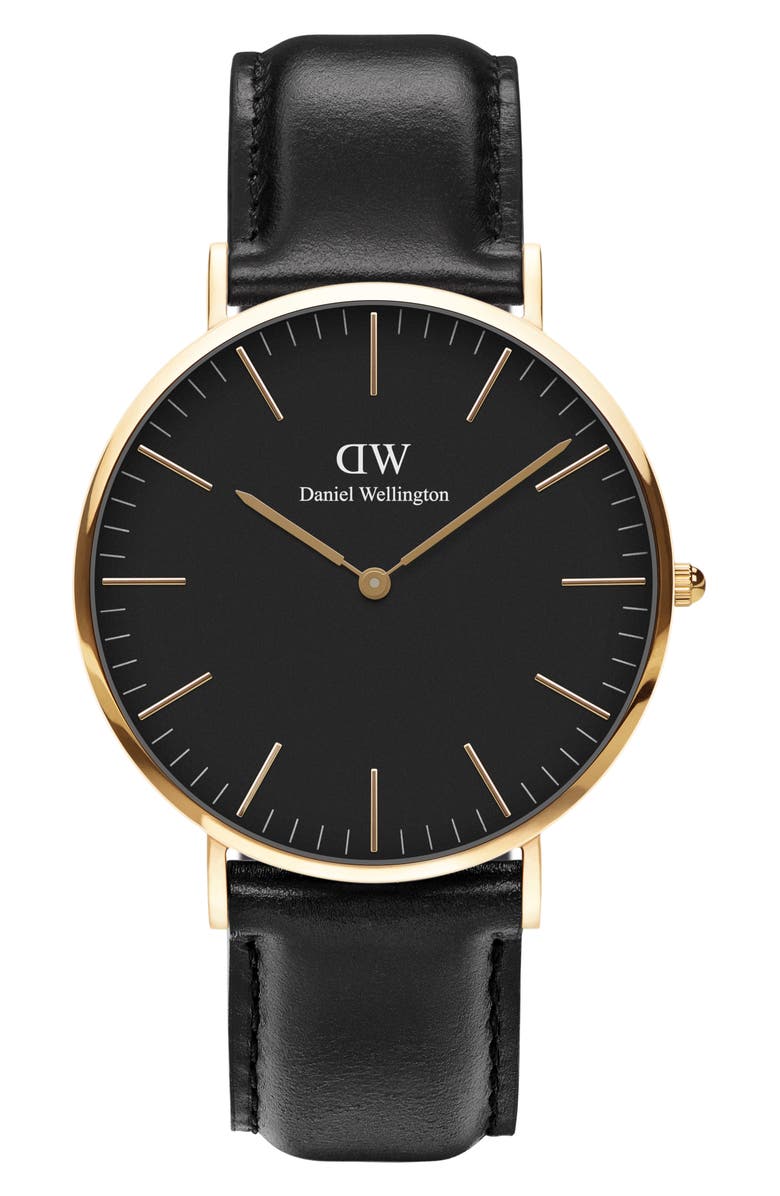 Daniel Wellington Classic Sheffield Leather Strap Watch, 40mm, Main, color, 