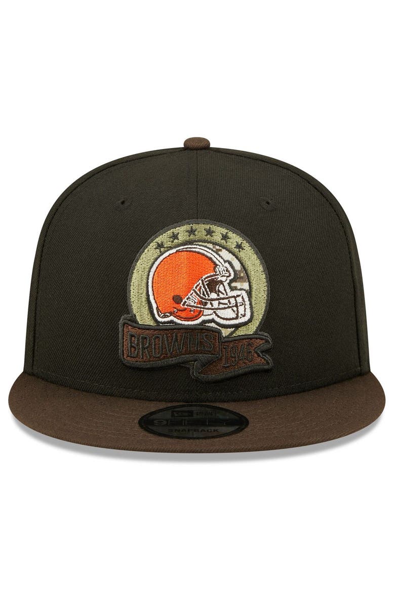 Men's New Era Black/Brown Cleveland Browns 2022 Salute To Service 9FIFTY Snapback Hat, Alternate, color, Black