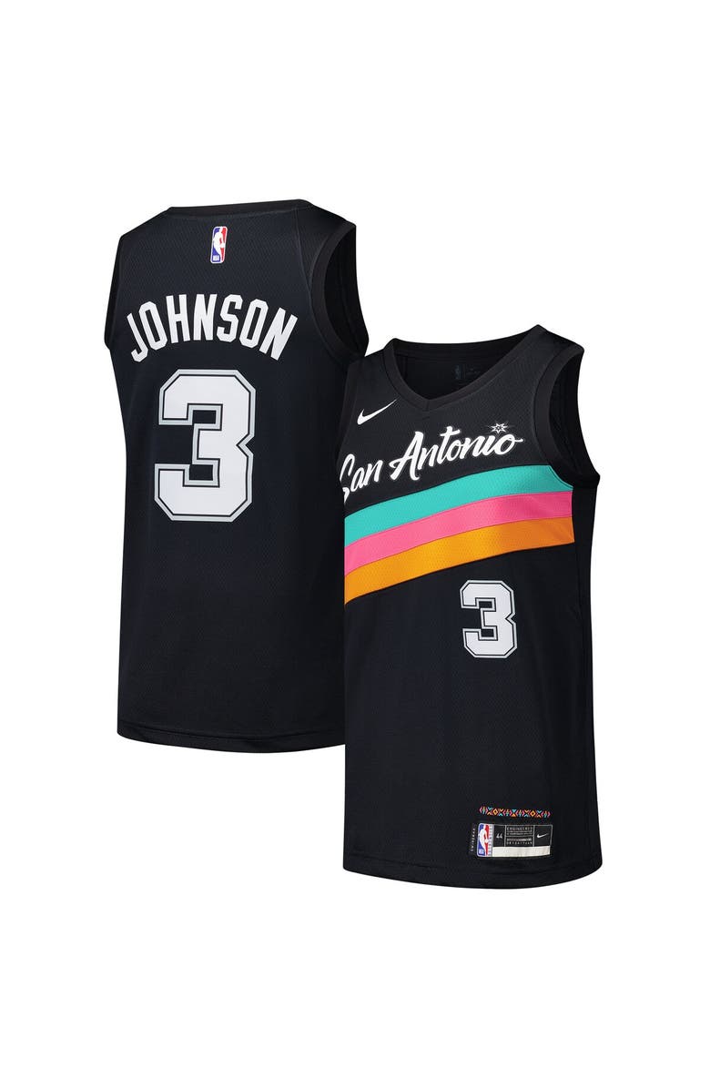 Nike Men's Nike Keldon Johnson Black San Antonio Spurs Swingman Player Jersey - City Edition, Main, color,